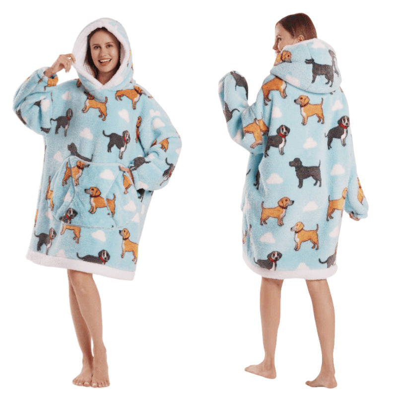 Temutk New Fruit-Themed Adult Sleepwear Autumn and Winter Thermal Wear Unisex Hooded Loungewear Couple Pajamas