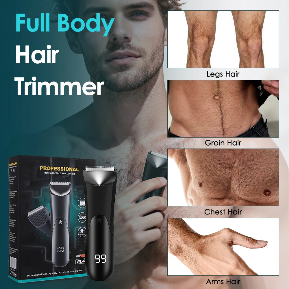 Hair Cutting Machine Beard Trimmer Electric Shaver for Men Intimate Areas Hair Shaving Machine Safety Razor Clipper LED Light