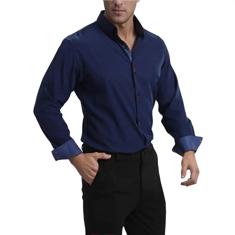 NEW-Mens Dress Shirts Regular Fit Long Sleeve Stretch Business Dress Shirts For Men