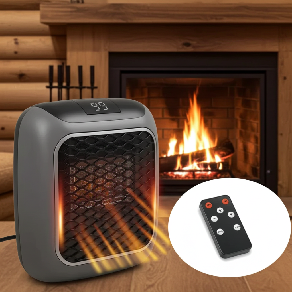 800W Mini Heater, PTC Ceramic Fast Heating Bathroom Heater with Remote Control, Wall Mounted Electric Heater for Indoor Use