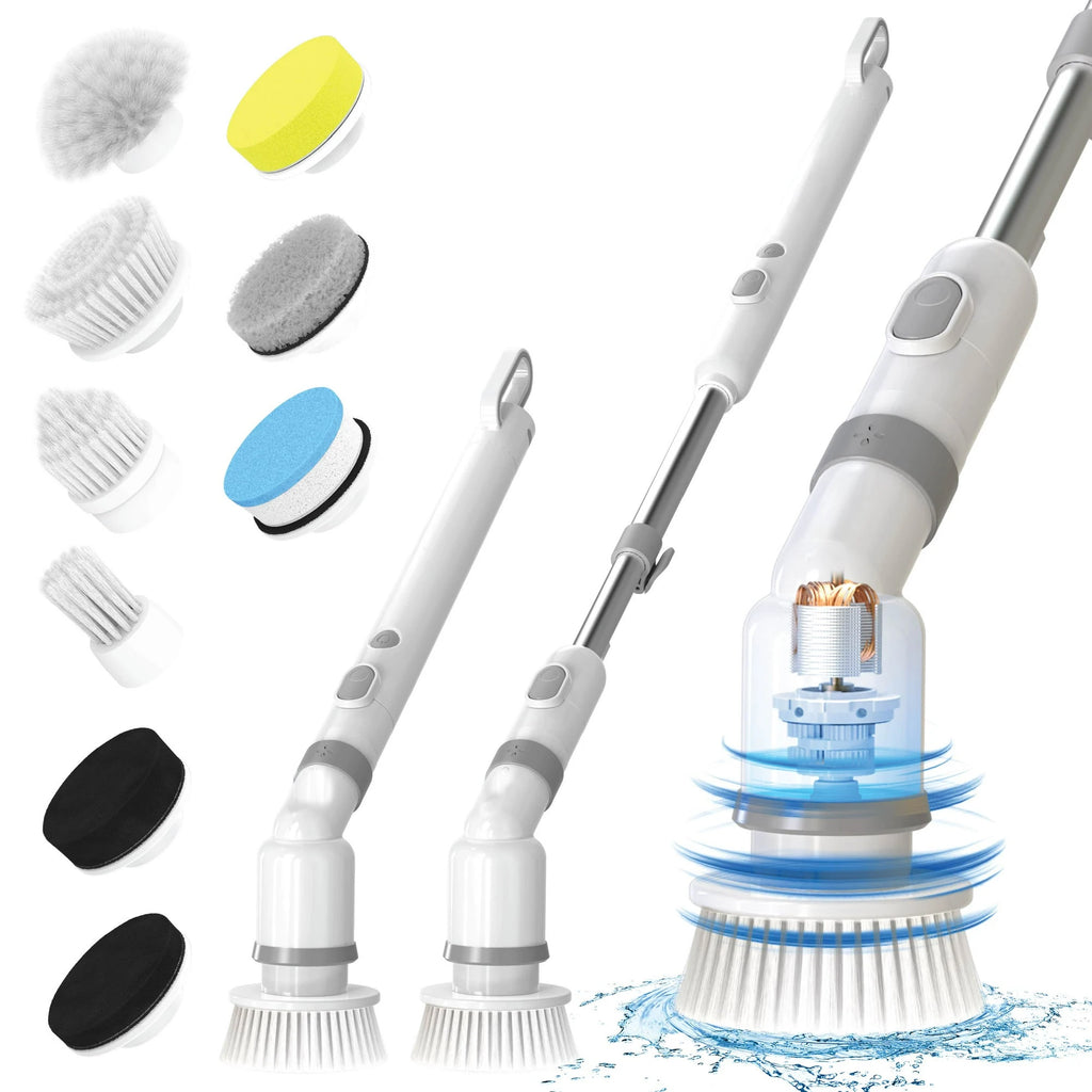Blossom Electric Cleaning Brush 9-in-1 Cordless Electric Spin Scrubber 45in Expandable Handle IPX7 Waterproof Cleaning Brush