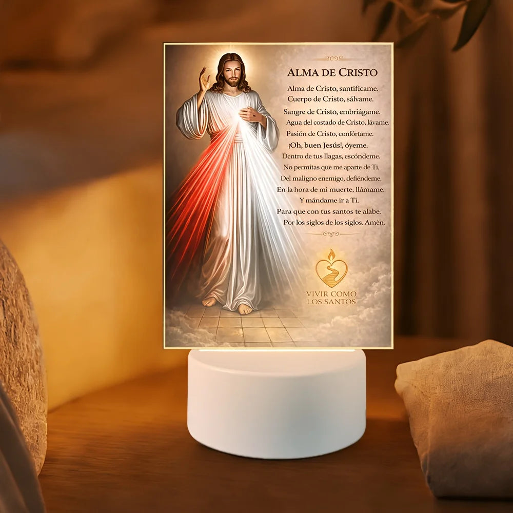 Night Light with Prayer – Bringing Protection and Blessings to the Home; Religious Decorative Crystal Night Light Acrylic Light