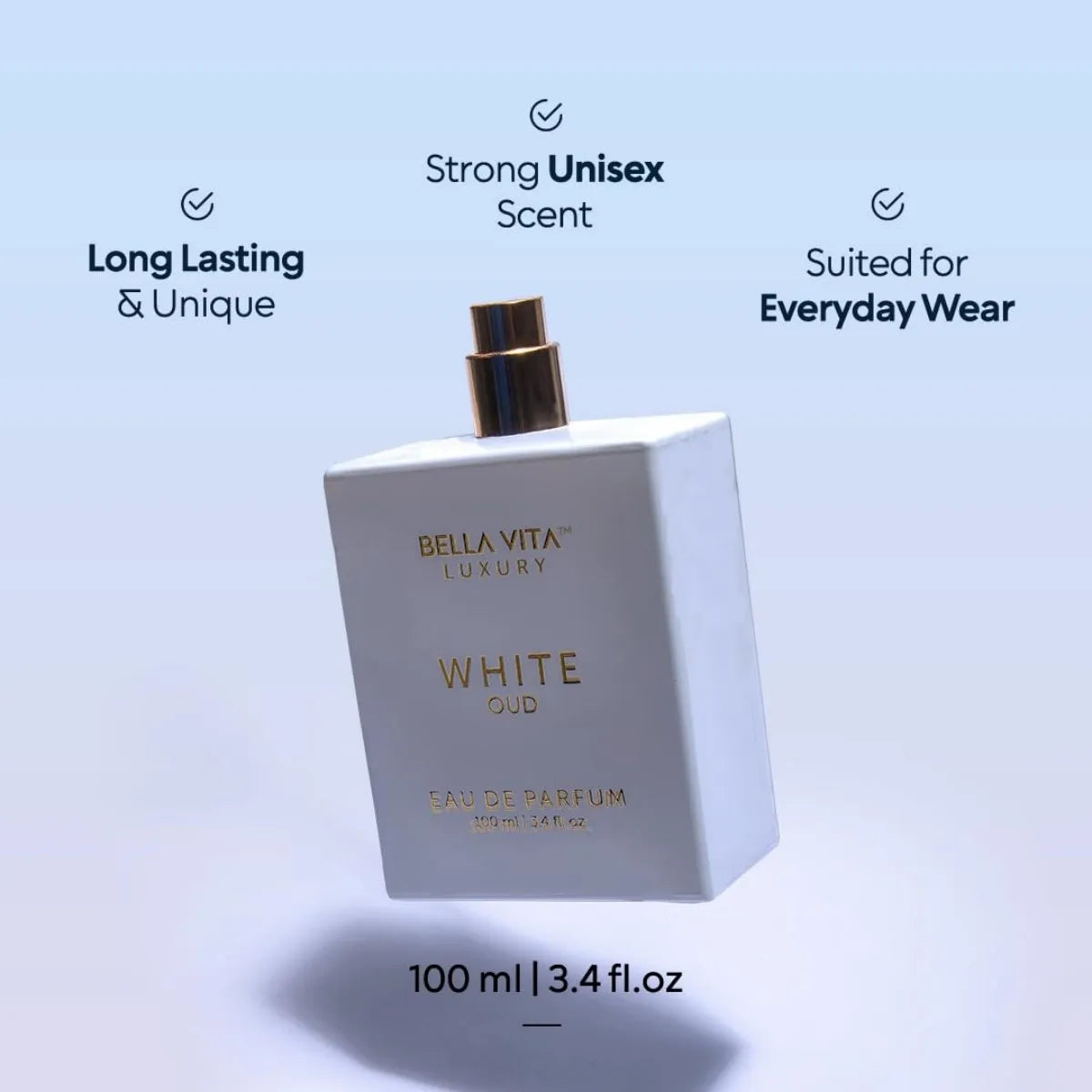 Bella Vita Luxury White Oud Eau De Parfum 100Ml/3.4Fl.Oz |   Bergamot Saffron White Oud Rose Amber Sandalwood Woody Oriental Unisex Perfume