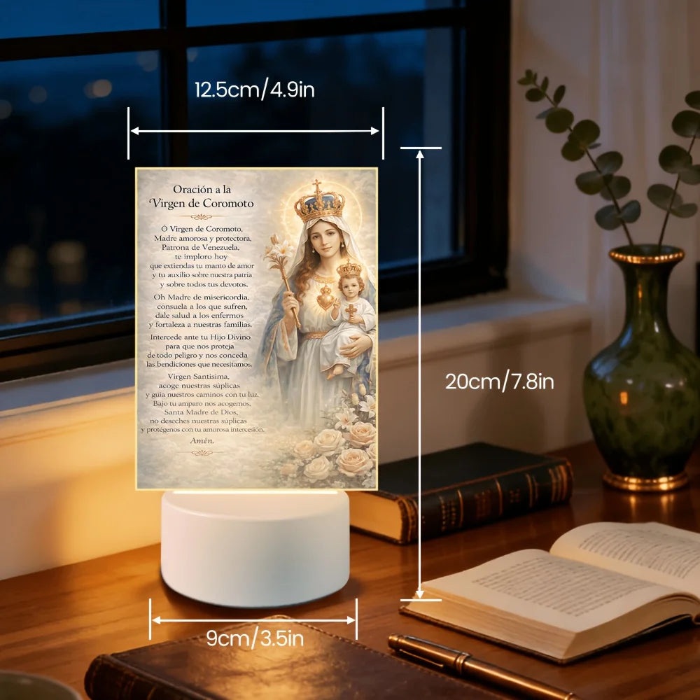 Night Light with Prayer – Bringing Protection and Blessings to the Home; Religious Decorative Crystal Night Light Acrylic Light