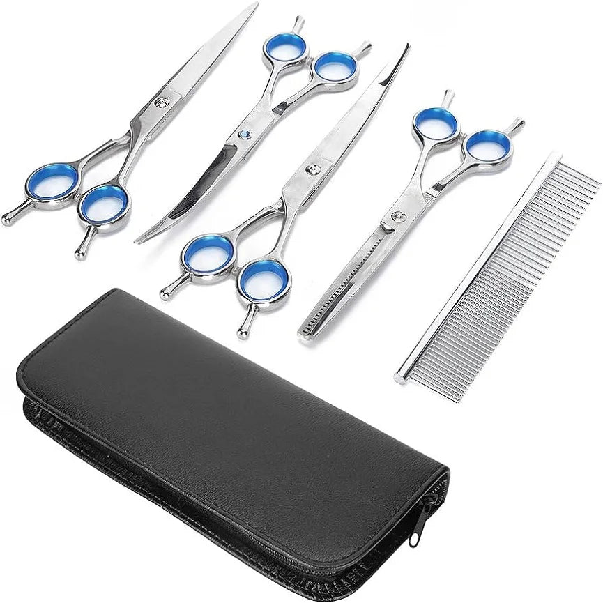 Pet Grooming Scissors 7Inch 9cr Stainless Steel Pet Dog Safty Scissors Cat Dog Hair Grooming Scissors Kit