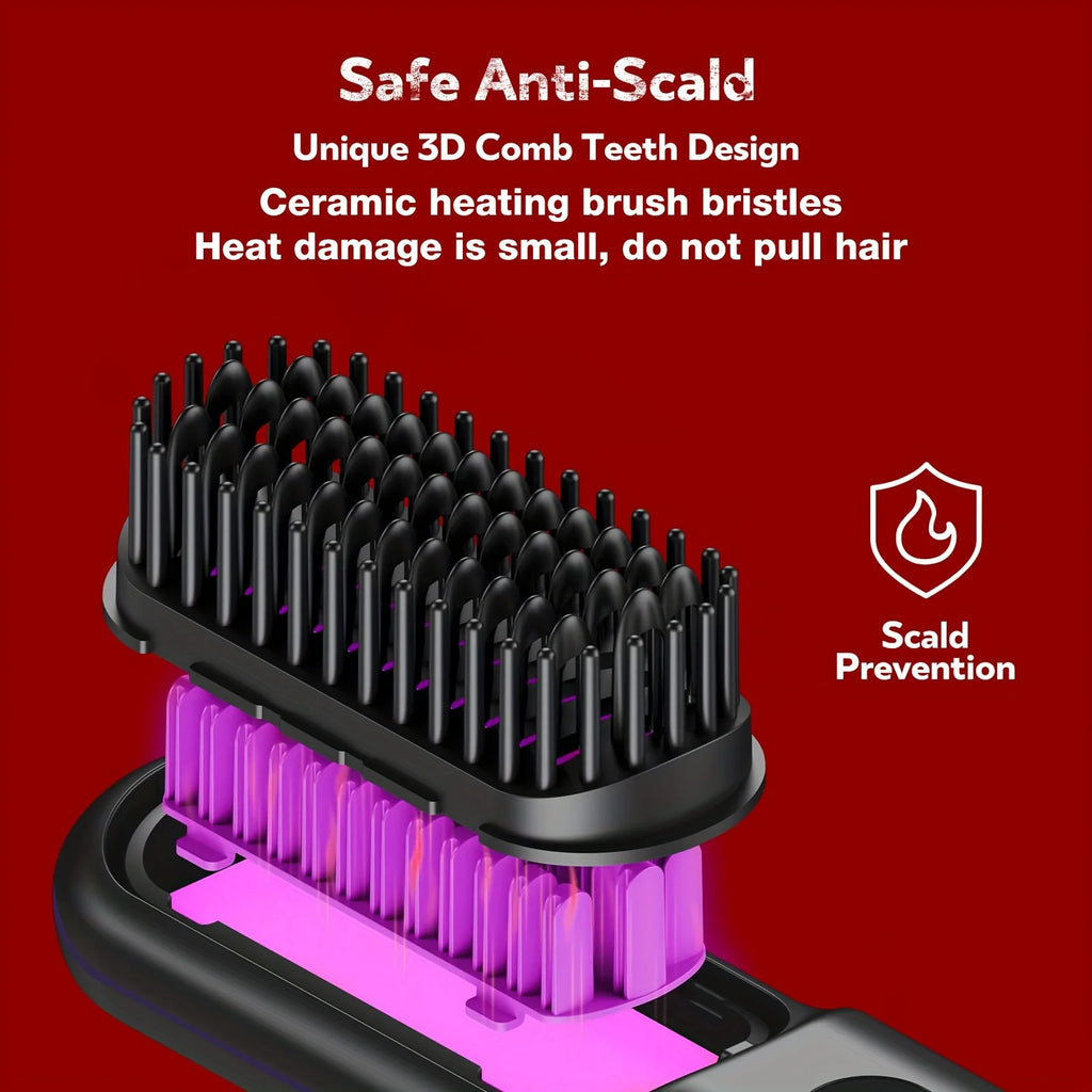 Electric Hot Comb Multifunctional Negative Ion Straight Hair Straightener Comb Anti-Scalding Styling Tool Straightening Brush