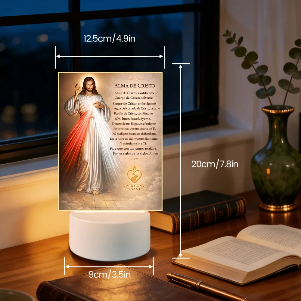Night Light with Prayer – Bringing Protection and Blessings to the Home; Religious Decorative Crystal Night Light Acrylic Light