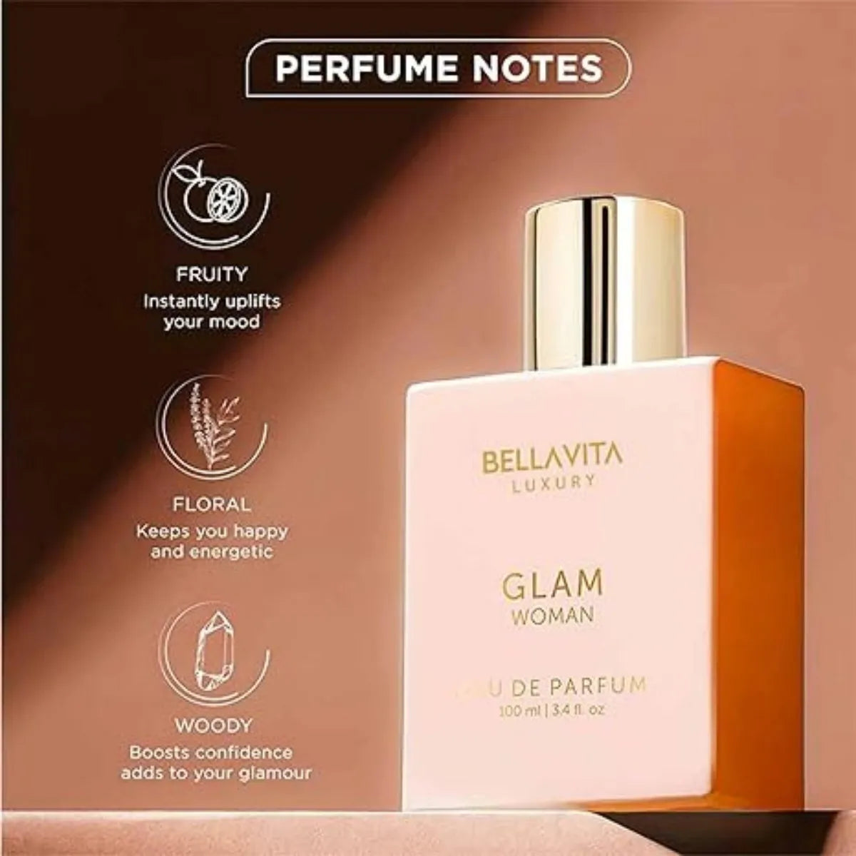 Bella Vita Luxury Glam Woman Eau de Parfum 100ml/3.4fl.oz | Citrus Fruity Jasmine Honey Patchouli Cedar Floral Woody Women Perfume