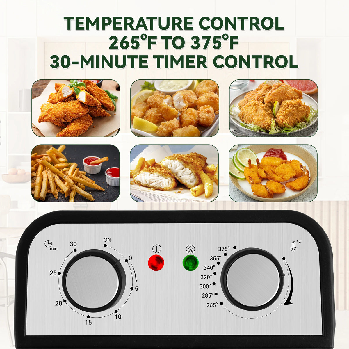 Suslas 1.5L-6L Electric Deep Fryer Stainless Steel Countertop Fryer with View Window, Adjustable Temp & Removable Basket