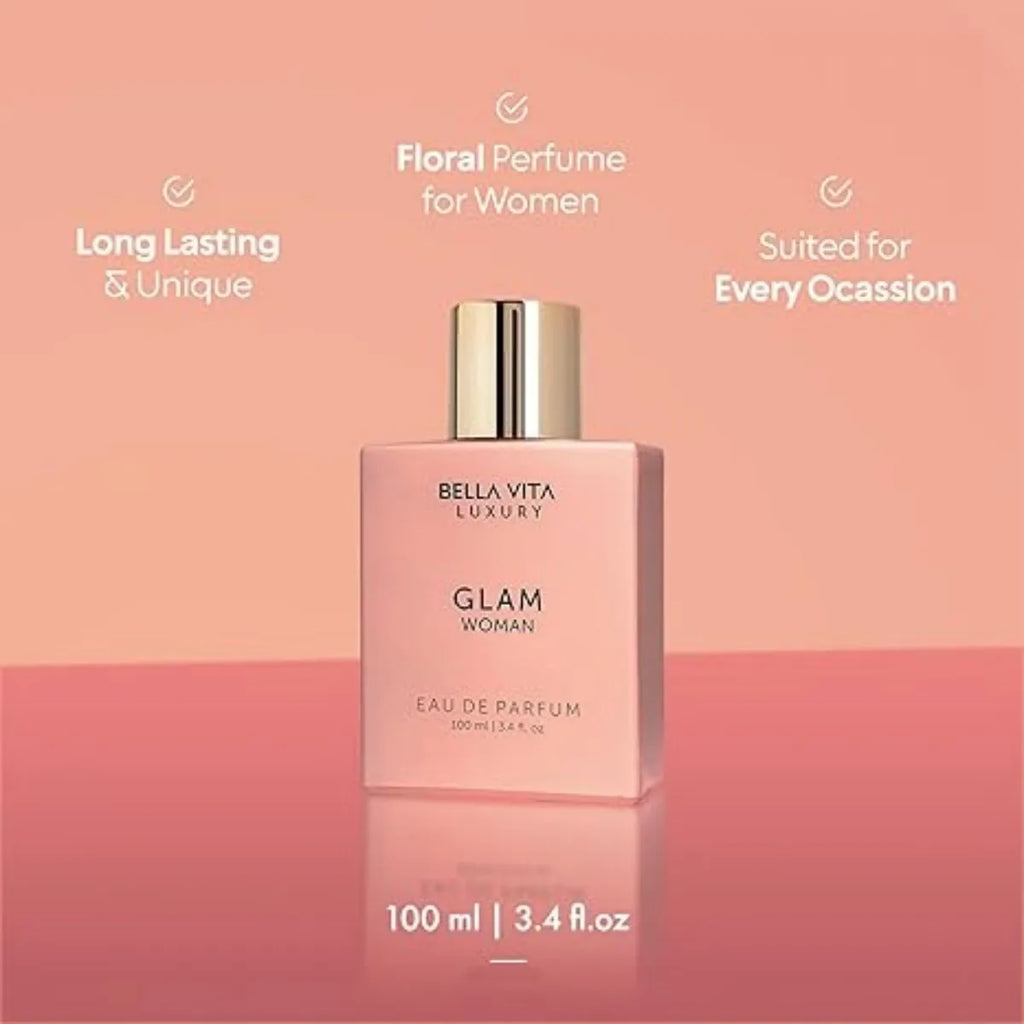 Bella Vita Luxury Glam Woman Eau de Parfum 100ml/3.4fl.oz | Citrus Fruity Jasmine Honey Patchouli Cedar Floral Woody Women Perfume