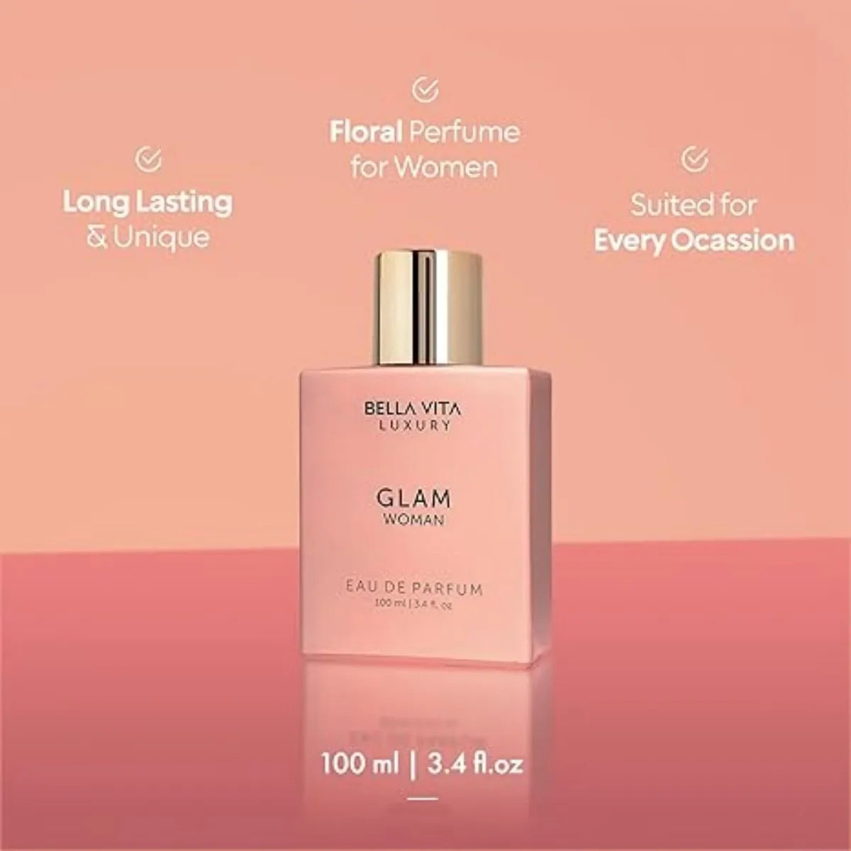 Bella Vita Luxury Glam Woman Eau de Parfum 100ml/3.4fl.oz | Citrus Fruity Jasmine Honey Patchouli Cedar Floral Woody Women Perfume