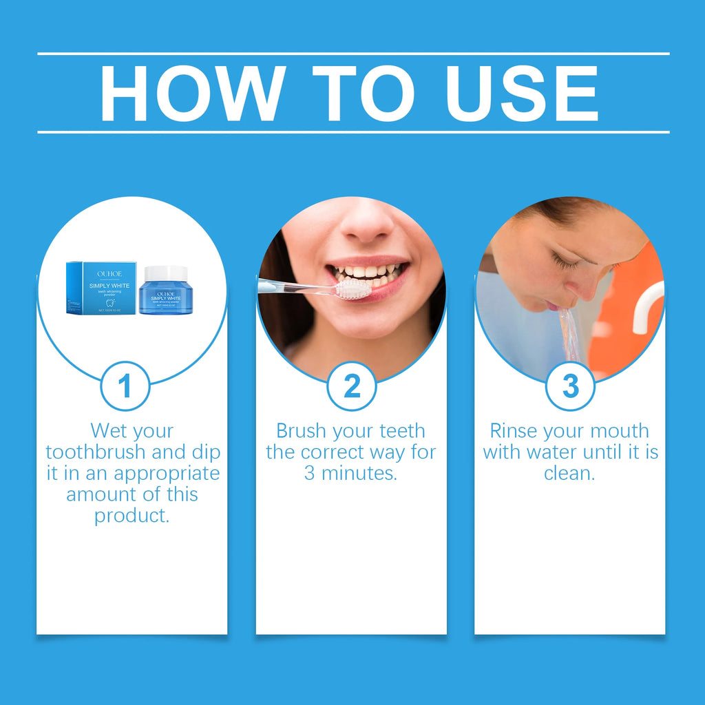 15g Ouhoe Whiten Teeth Whiten Powder Eliminate Odors Oral Clean Care Reduce Oral Discomfort Natural Innocuous Tooth Powder