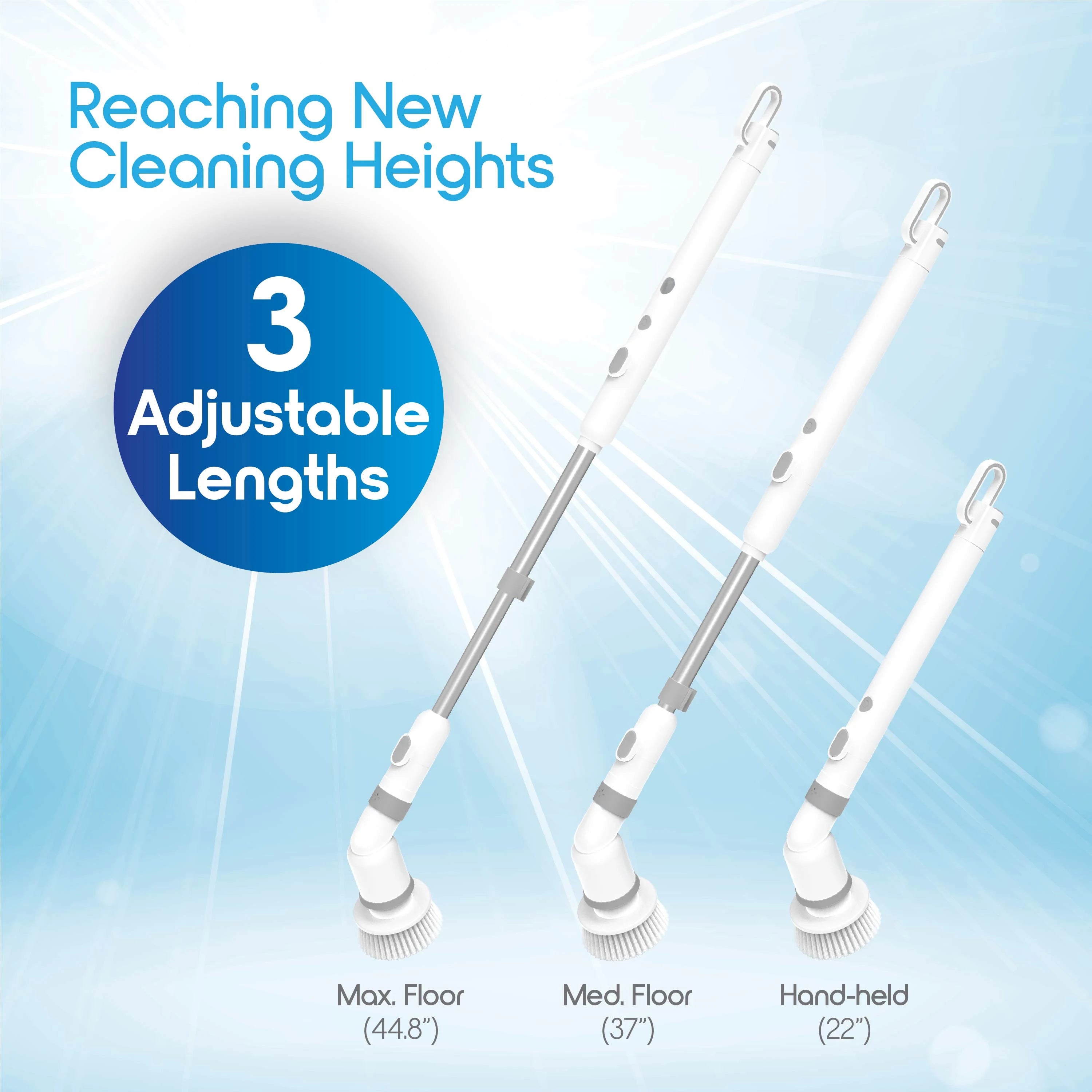Blossom Electric Cleaning Brush 9-in-1 Cordless Electric Spin Scrubber 45in Expandable Handle IPX7 Waterproof Cleaning Brush