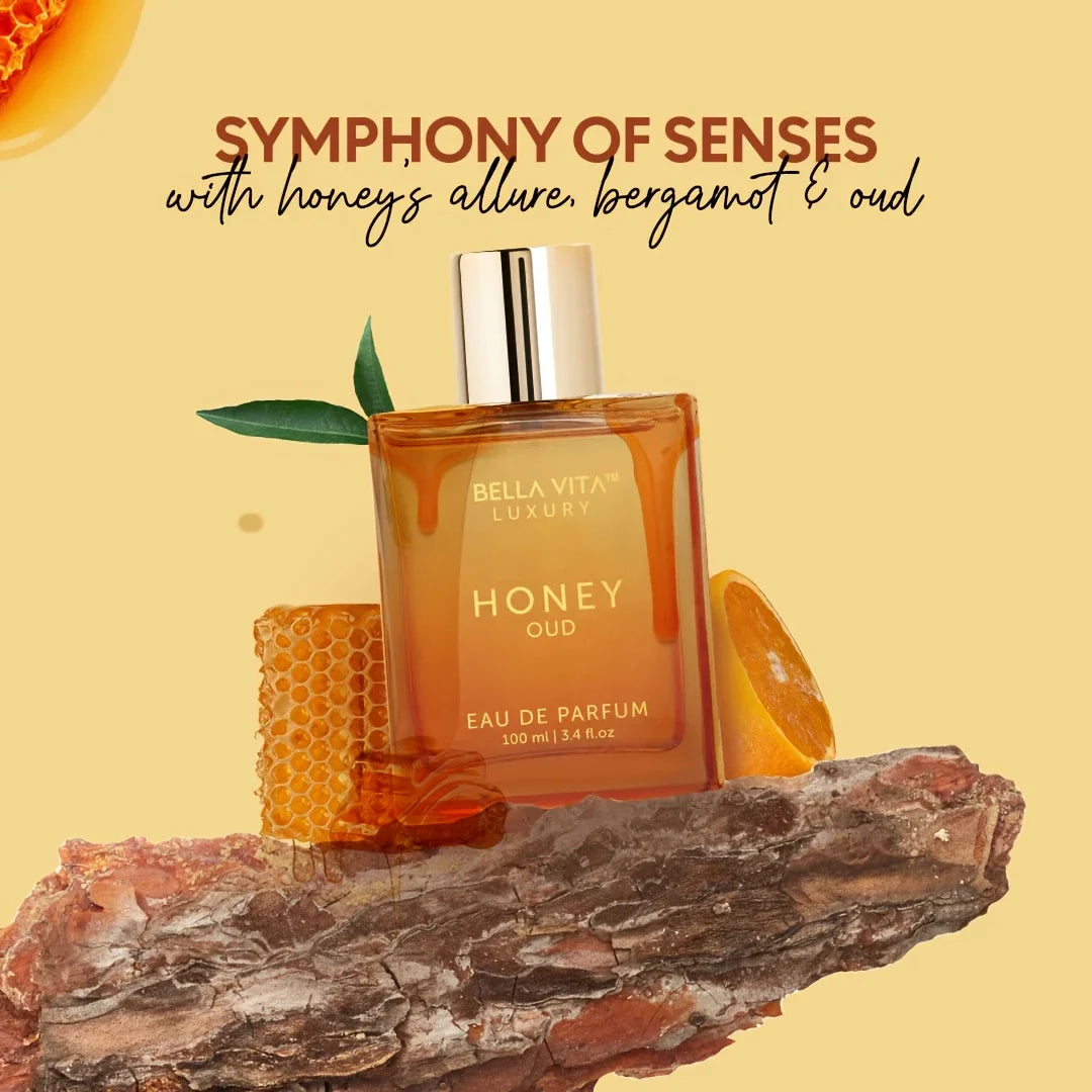 Bella Vita Honey Oud Eau de Parfum 100ml/3.4fl.oz | Honey Bergamot Saffron Rose Vanilla Woody Oriental Unisex Perfume