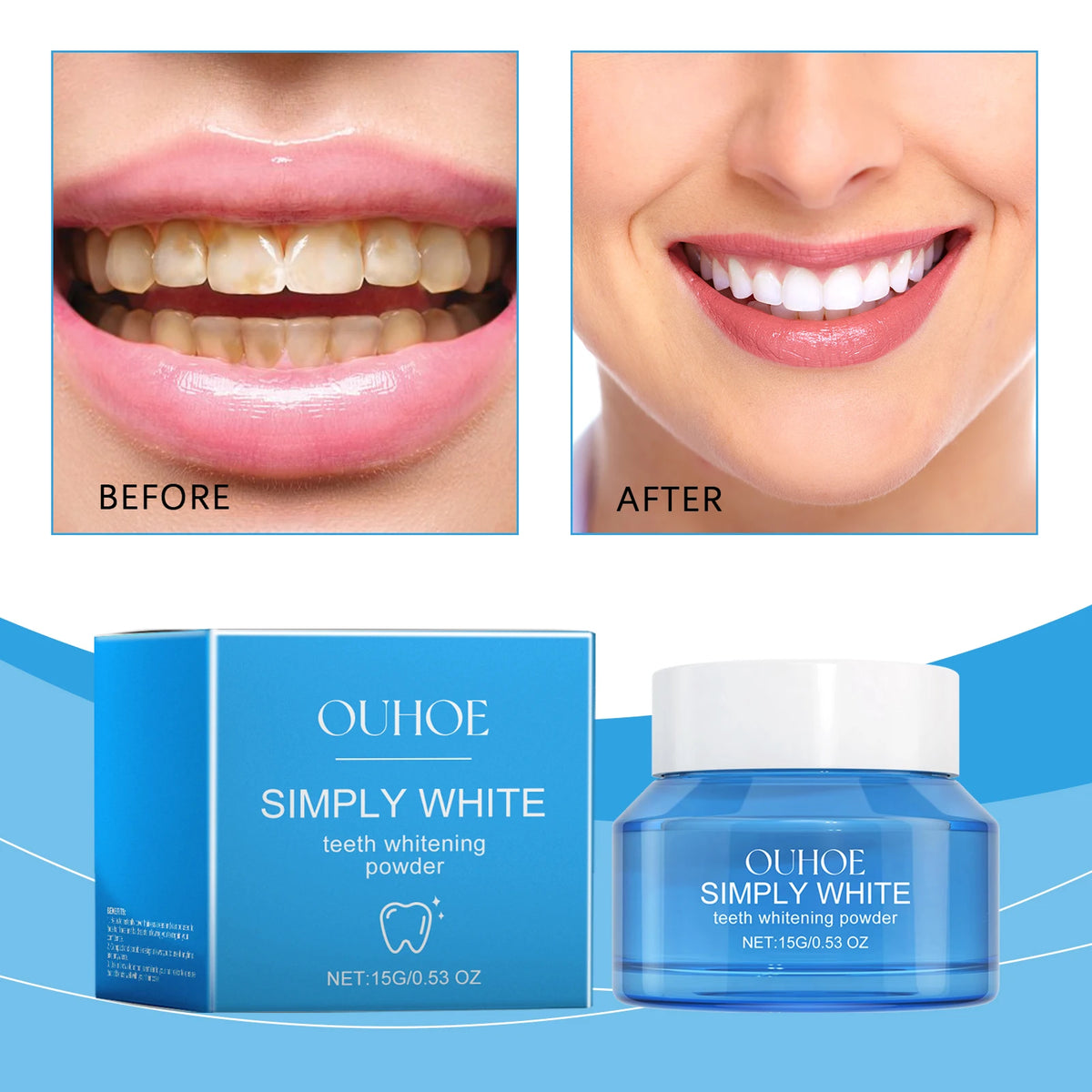 15g Ouhoe Whiten Teeth Whiten Powder Eliminate Odors Oral Clean Care Reduce Oral Discomfort Natural Innocuous Tooth Powder