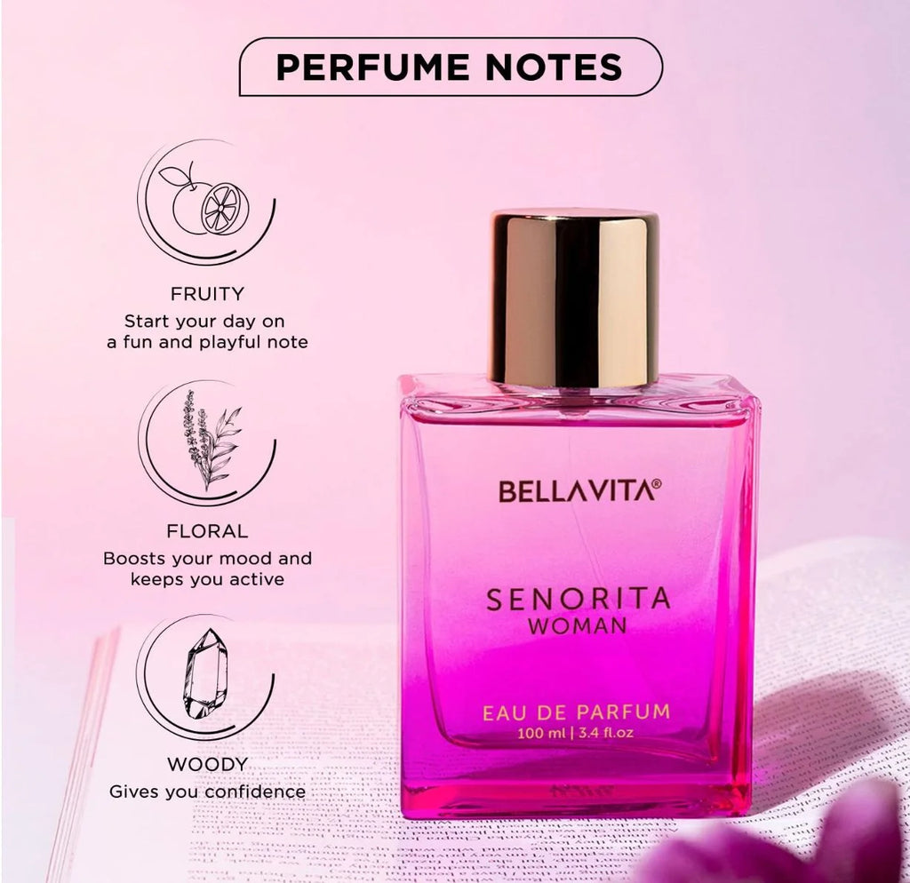 Bella Vita Luxury Senorita Woman Eau de Parfum 100ml/3.38fl.oz | Citrus Peach Rose Jasmine Vanilla Musk Floral Fruity Women Perfume