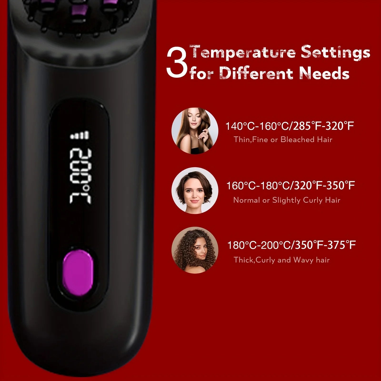 Electric Hot Comb Multifunctional Negative Ion Straight Hair Straightener Comb Anti-Scalding Styling Tool Straightening Brush