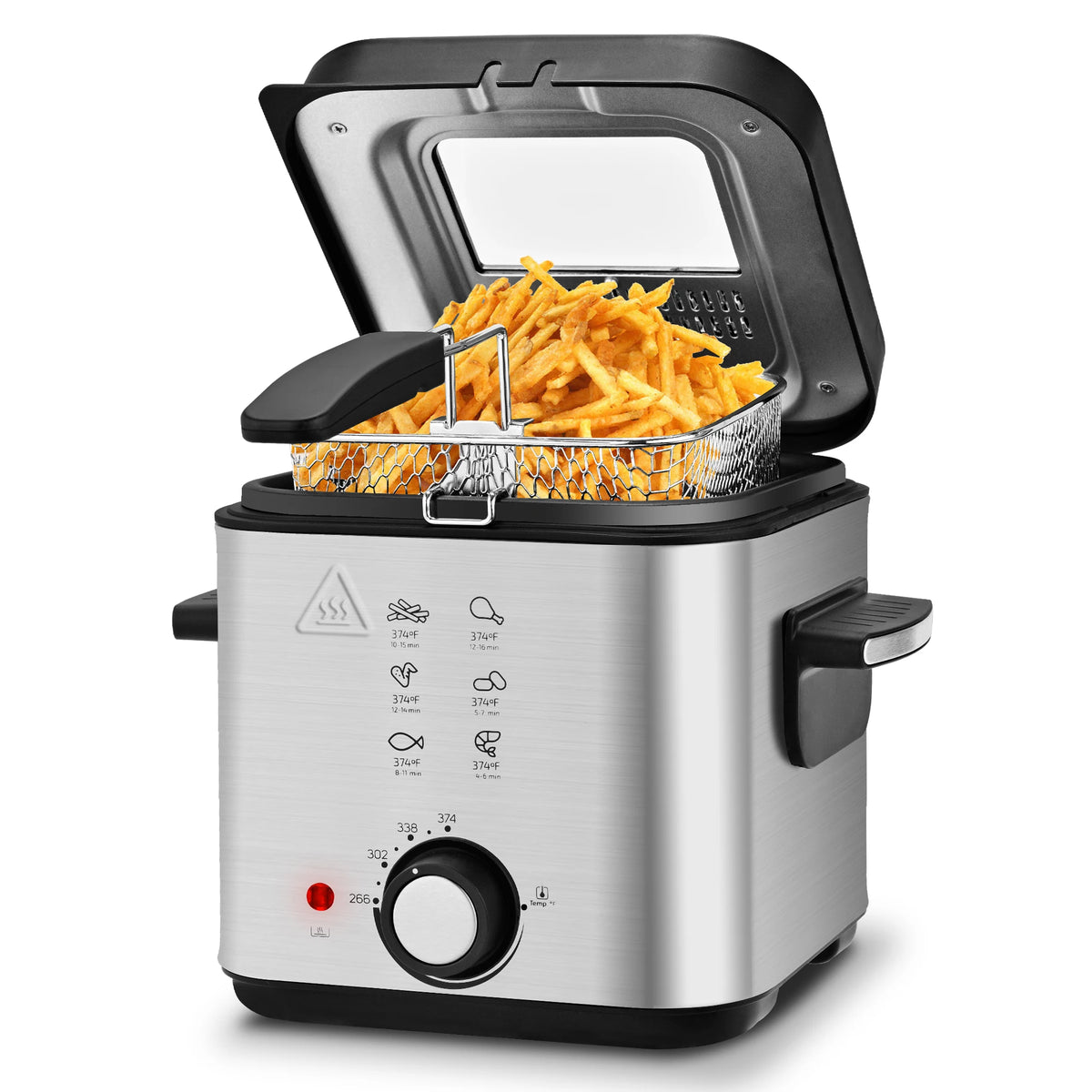 Suslas 1.5L-6L Electric Deep Fryer Stainless Steel Countertop Fryer with View Window, Adjustable Temp & Removable Basket