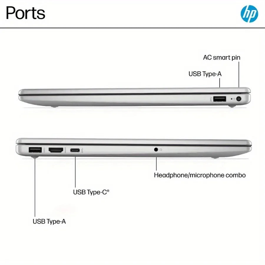 HP 15.6" HD TouchScreen Business Laptop, Intel Core i3-1315U, 32GB DDR4 RAM, 2TB SSD, Wi-Fi 6, Windows 11 Home, Natural Silver