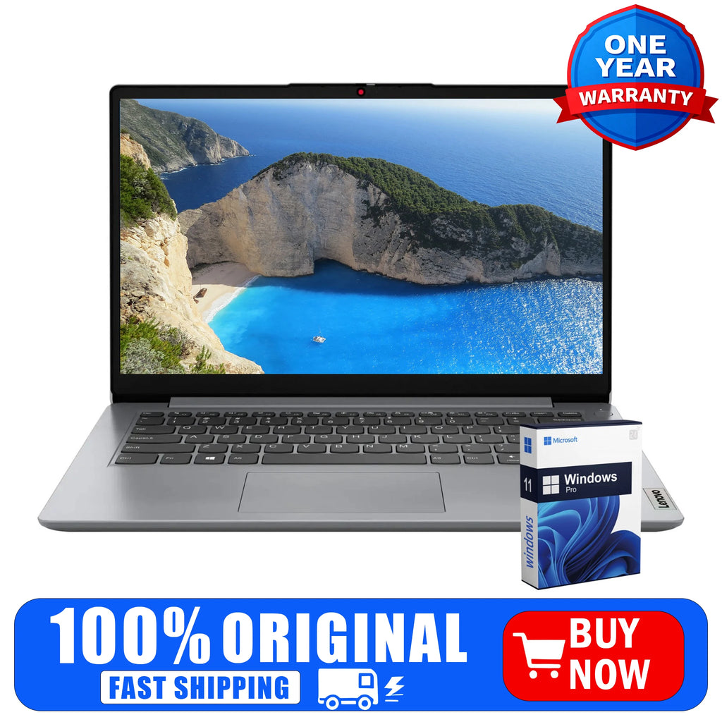 Lenovo 14" Business Laptop,Intel Celeron N4020,4GB RAM,384GB Storage(128GB eMMC+256GB SD Card),Cloud Grey,Windows 11 Pro