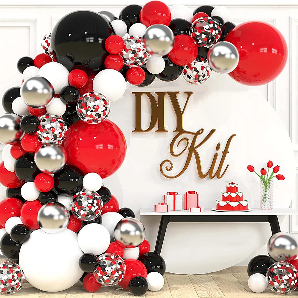 1 Set Red Black Balloons Garland Arch Kit Baby Shower Birthday Decorations Red White Black Silver Balloon Graduation Party Decor
