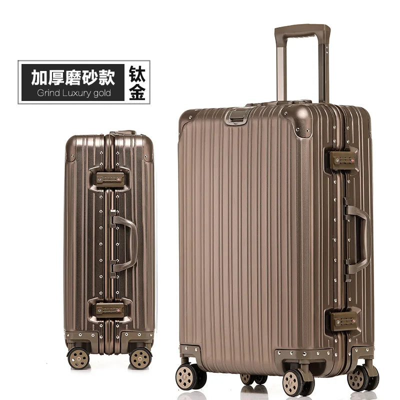All Aluminum-magnesium Alloy Travel Suitcase High Quality Rolling Luggage 20/24/26/30'' Trolley Luggage Carry-On Cabin Suitcase