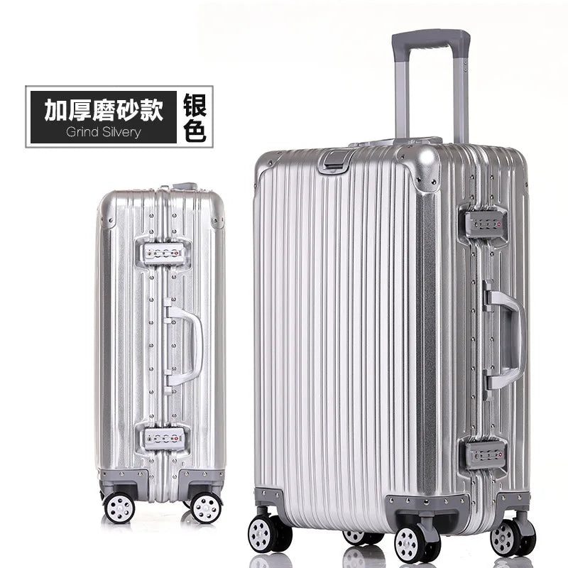 All Aluminum-magnesium Alloy Travel Suitcase High Quality Rolling Luggage 20/24/26/30'' Trolley Luggage Carry-On Cabin Suitcase