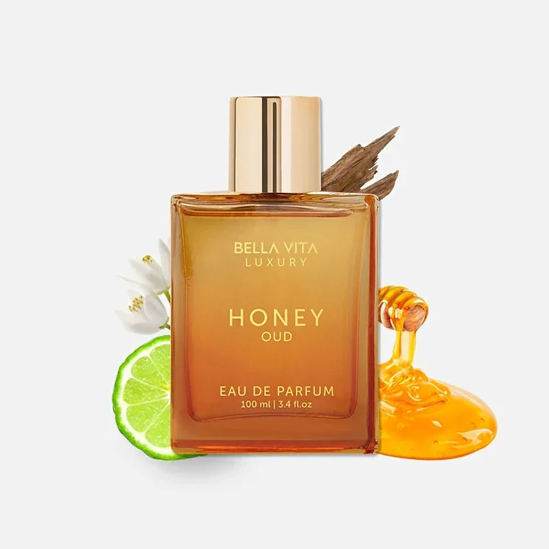 Bella Vita Honey Oud Eau de Parfum 100ml/3.4fl.oz | Honey Bergamot Saffron Rose Vanilla Woody Oriental Unisex Perfume