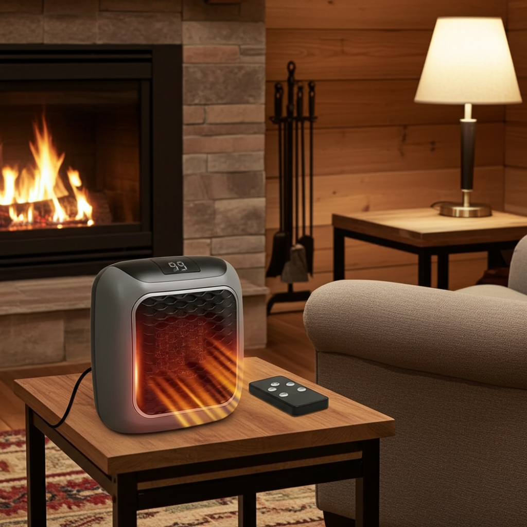 800W Mini Heater, PTC Ceramic Fast Heating Bathroom Heater with Remote Control, Wall Mounted Electric Heater for Indoor Use