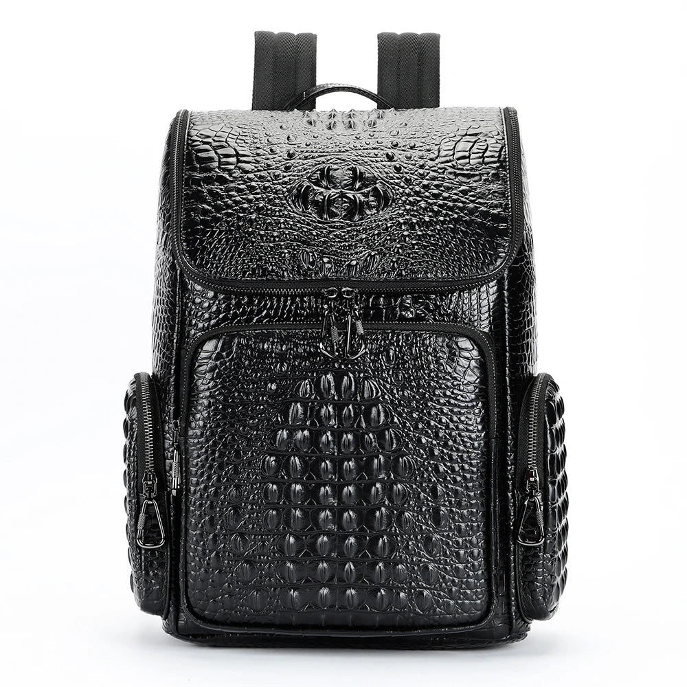 Genuine Leather Waterproof Laptop Backpack 15.6 Inch Large Capacity Unisex Fashion Arcuate Shoulder Strap Soft Handle Business
