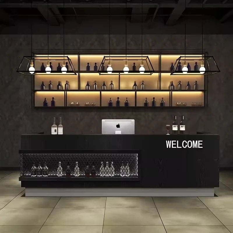 Retro Bar Double-Sided Lightweight Transparent Reception Counter Display for Supermarket Restaurant Front Desk