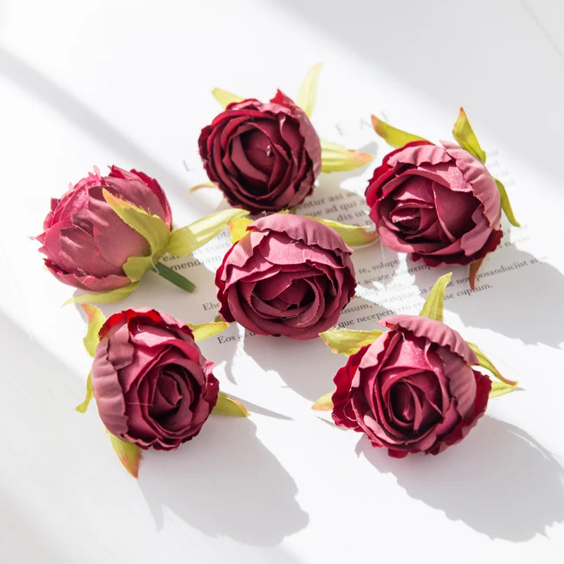 10/30pcs Artificial Flowers Silk Tea Buds Rose Wedding Wreaths bouquet Christmas Home Decorative Diy Scrapbooking Gifts Hot sale