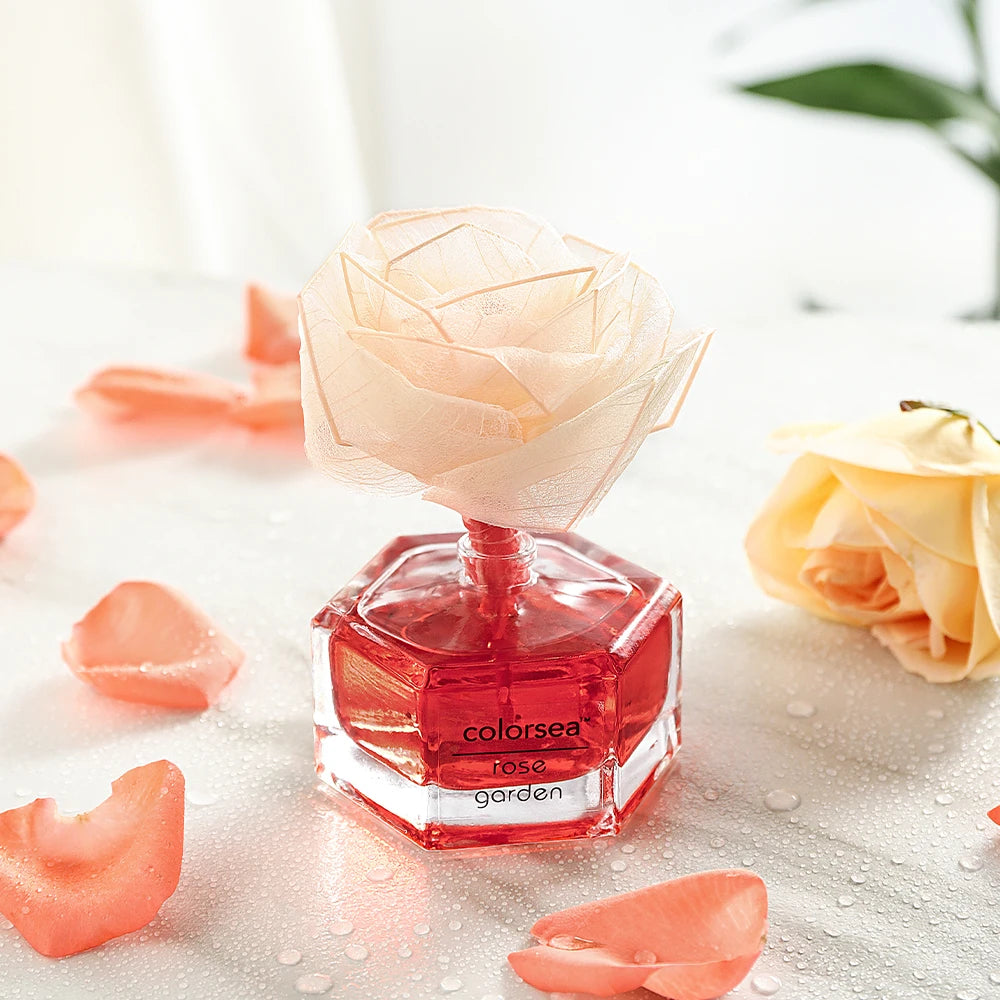 High Quality 58ml Home Air Freshener Rose Flower Shape Glass Essential Oil Aroma Perfume Reed Diffuser Aromatherapy