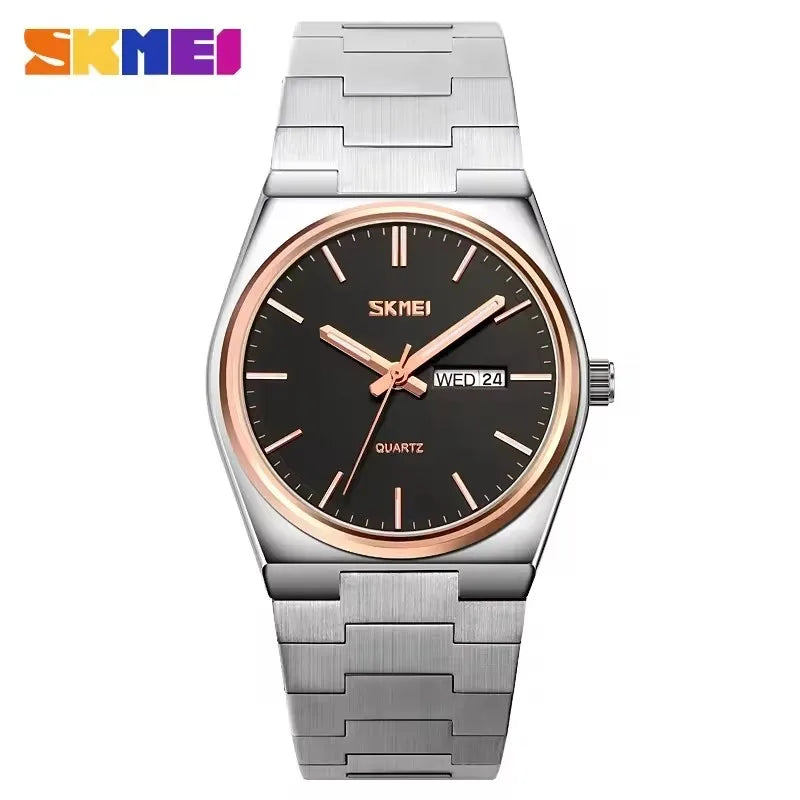SKMEI 9288 Hot Sale Quartz Watch Men Stainless Steel Strap Minimalist Business Watch Complete Calendar Casual Wristwatch