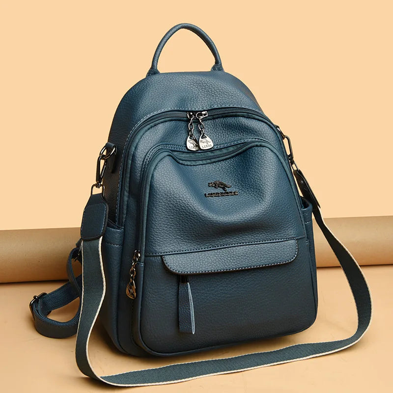 New Arrival Fashion Women Backpack Casual PU Leather Shoulder Bag Waterproof Large Capacity Handbag for Leisure Travel