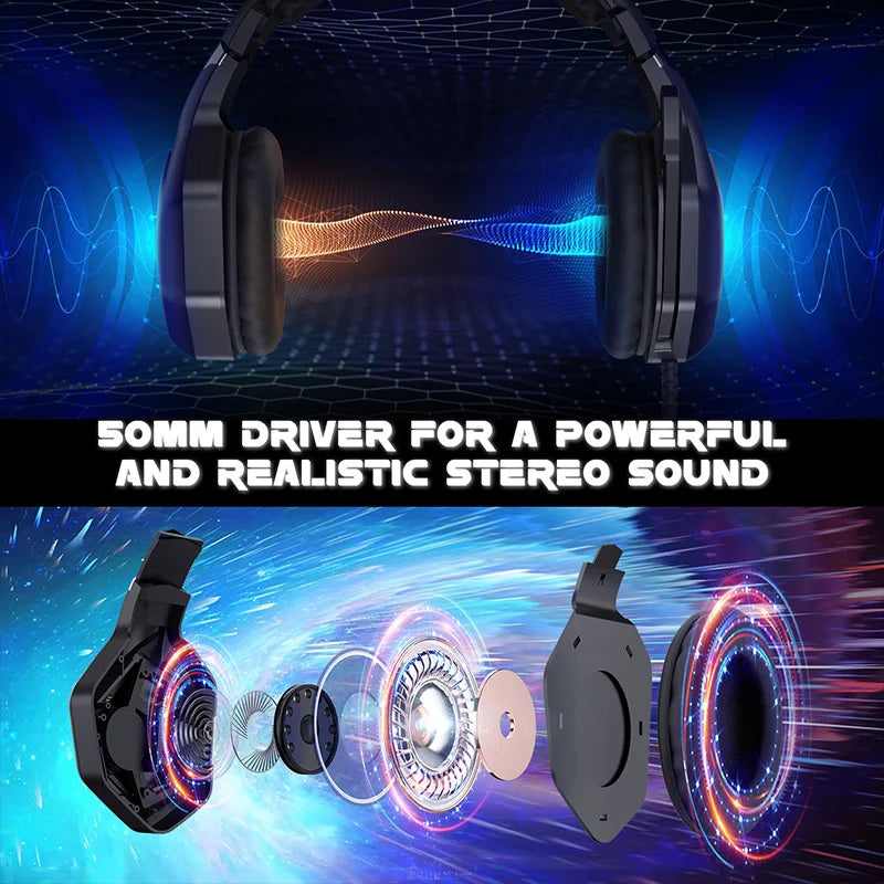 Free Sample ONIKUMA K10 PRO GamingHeadset RGB Light Noise Cancelling Adjustable Band PS4 Gaming Headset