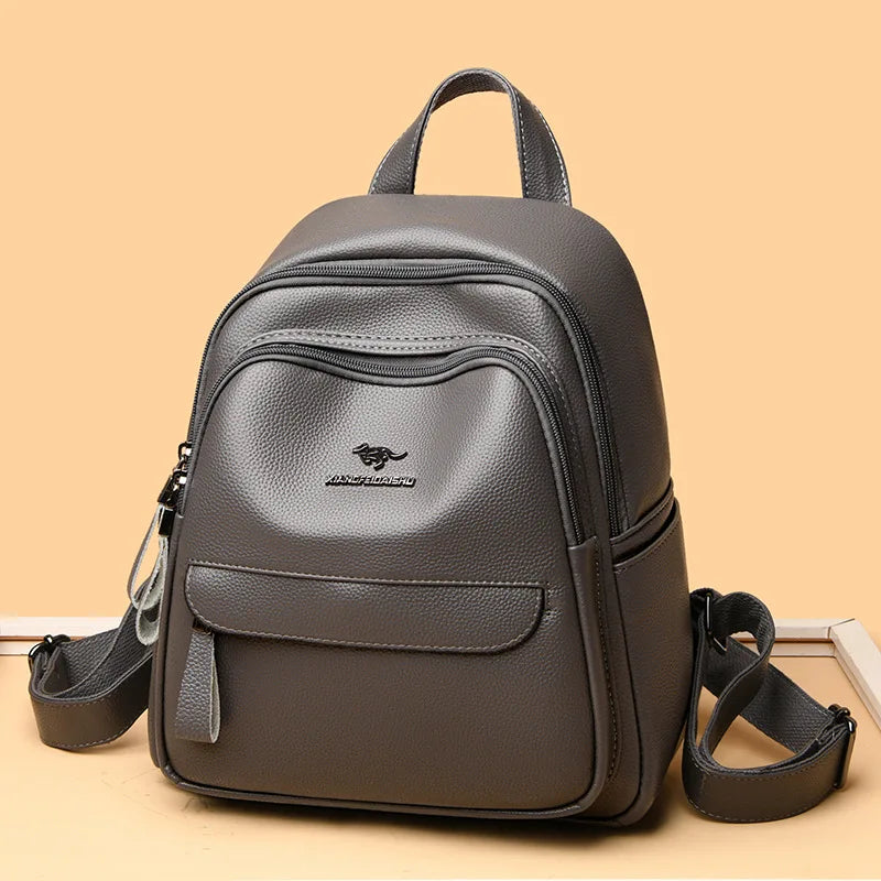 Ladies Fashion Backpacks Designer Multi Zipper Casual Student School Bag for Women High Quality PU Leather Backpacks