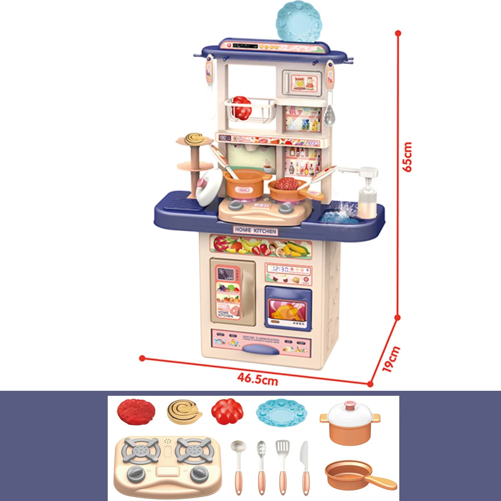 New Arrival DIY Kitchen Play Set Pretend Play Preschool Cooking Toys with Light Sound Plastic Spray Juguetes Unisex