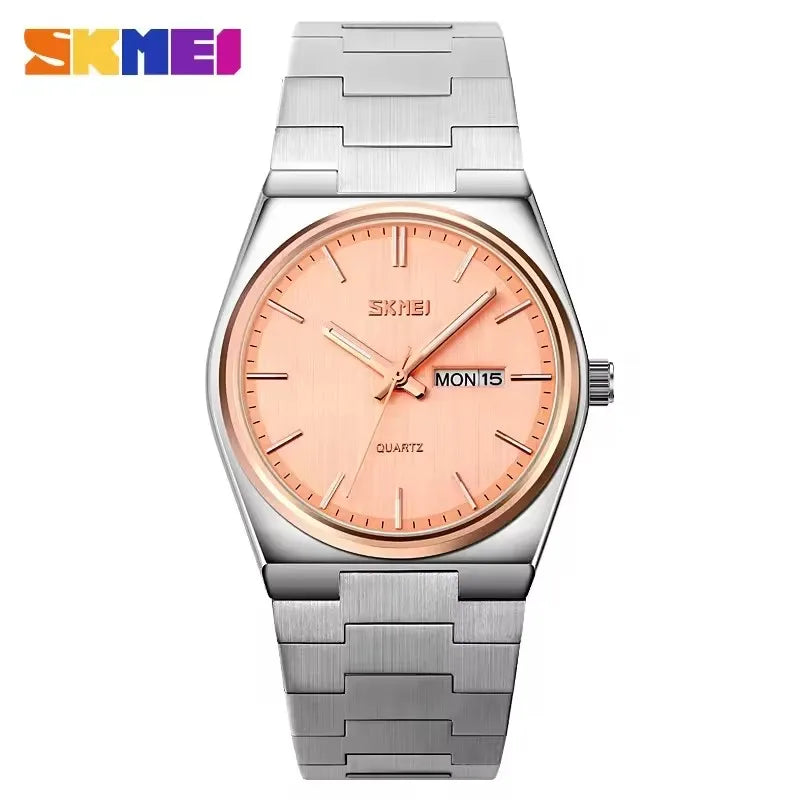SKMEI 9288 Hot Sale Quartz Watch Men Stainless Steel Strap Minimalist Business Watch Complete Calendar Casual Wristwatch