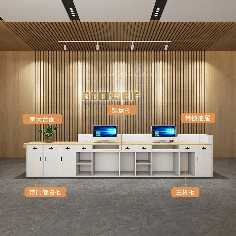 Luxury MDF Reception Desk for Beauty Salons Hotel Office Building Mall Use for Salon Reception Counter