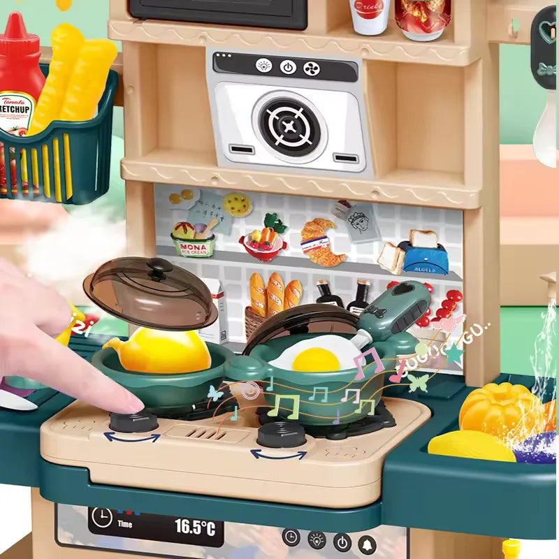 Ys Realistic Kids Play Kitchen Set With Sound Light Spray Feature Pretend Cooking Stove Sink Oven Plastic Toy