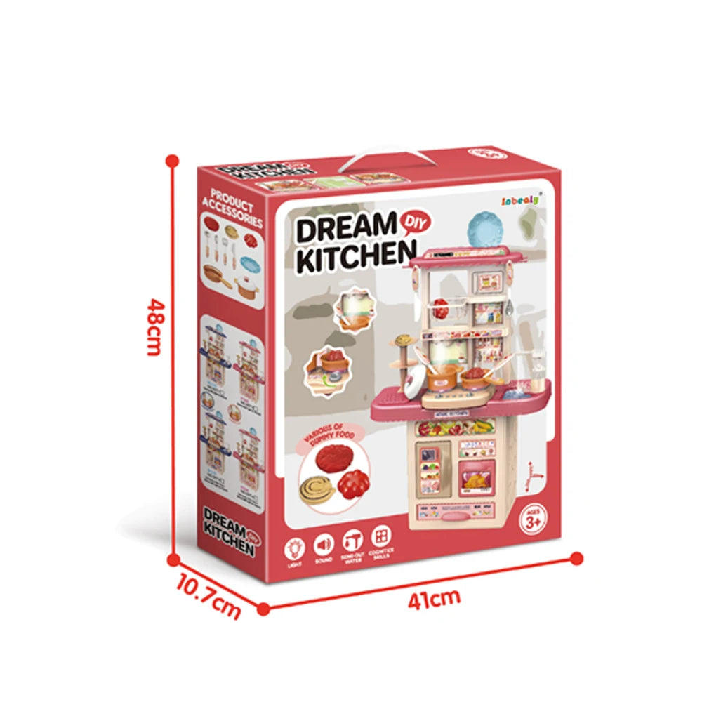 New Arrival DIY Kitchen Play Set Pretend Play Preschool Cooking Toys with Light Sound Plastic Spray Juguetes Unisex