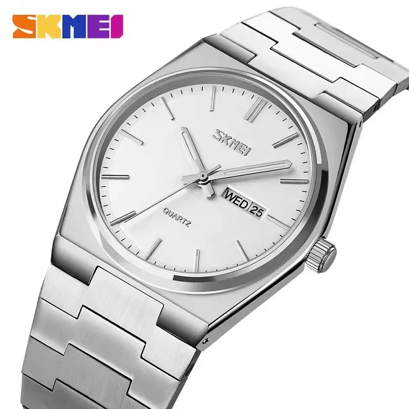 SKMEI 9288 Hot Sale Quartz Watch Men Stainless Steel Strap Minimalist Business Watch Complete Calendar Casual Wristwatch