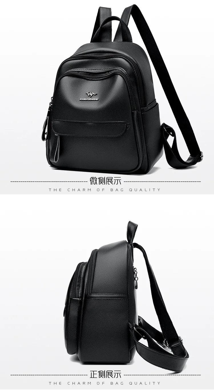 Ladies Fashion Backpacks Designer Multi Zipper Casual Student School Bag for Women High Quality PU Leather Backpacks