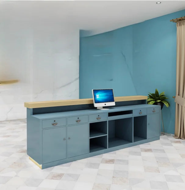 Mediterranean-Style Reception Counter for Clothing Stores Restaurants Hotels and Gyms Handmade From Vintage MDF Design