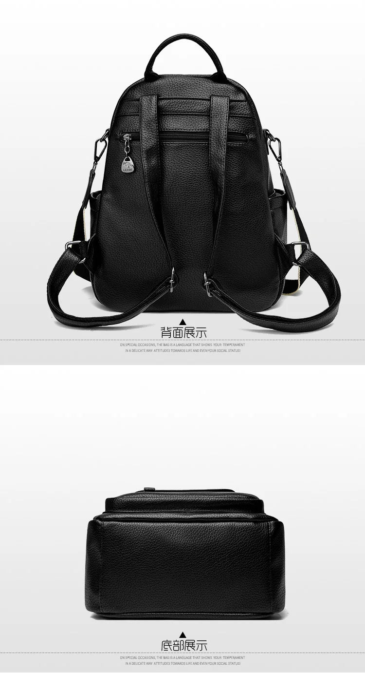 New Arrival Fashion Women Backpack Casual PU Leather Shoulder Bag Waterproof Large Capacity Handbag for Leisure Travel