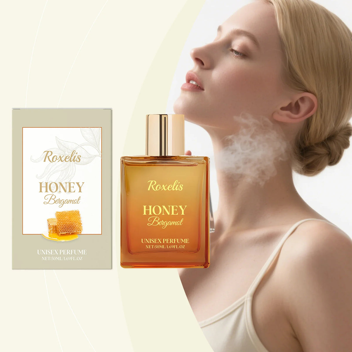 Roxelis Honey Bergamot Unisex Perfume-Gentle Natural Fresh Fragrance for Women Everyday Portable and Long-Lasting 50ml