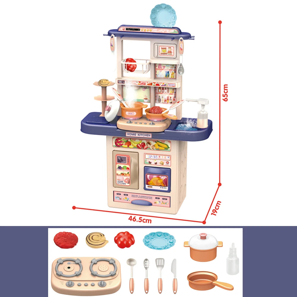 New Arrival DIY Kitchen Play Set Pretend Play Preschool Cooking Toys with Light Sound Plastic Spray Juguetes Unisex