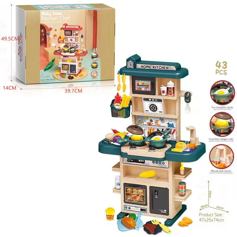 Ys Realistic Kids Play Kitchen Set With Sound Light Spray Feature Pretend Cooking Stove Sink Oven Plastic Toy