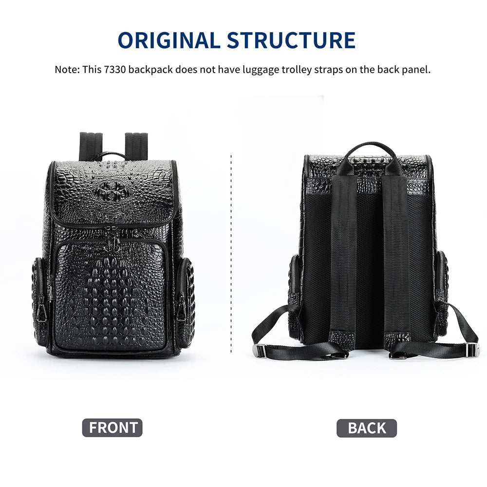 Genuine Leather Waterproof Laptop Backpack 15.6 Inch Large Capacity Unisex Fashion Arcuate Shoulder Strap Soft Handle Business